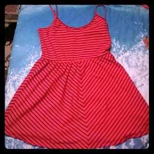 A red and navy blue casual dress