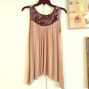 Tan and black beaded top!