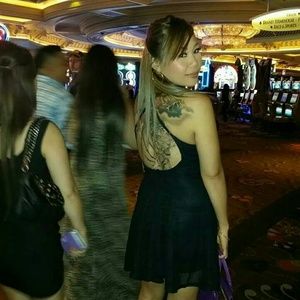 Black criss cross back dress