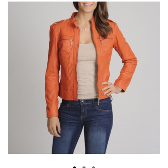 Bernardo leather jacket in Orange