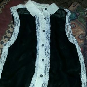 black and white lace shirt