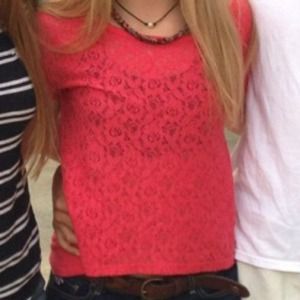 Coral lace Tommy Girl shirt