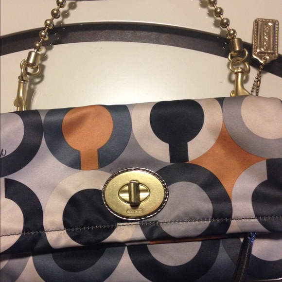 Coach Amanda Foldover Flap Color Scarf Print