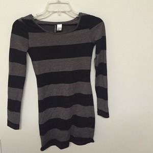 H&m bodycon dress striped black and grey