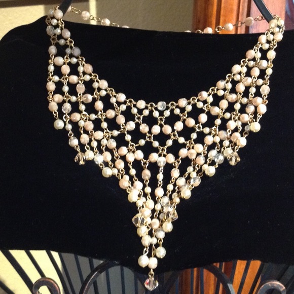 Pale pink beaded necklace