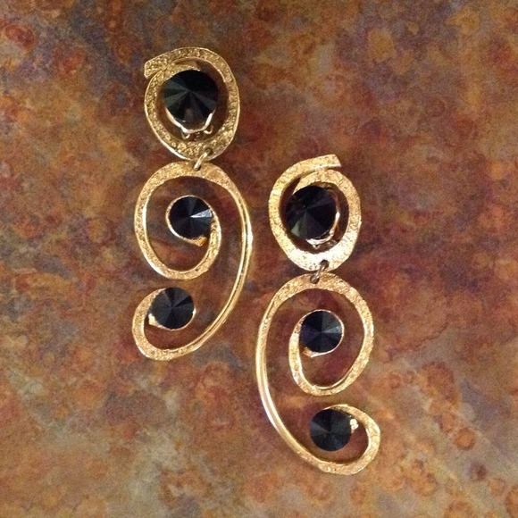 Gold and black earrings