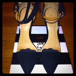 Black L.A.M.B. ankle strap heels