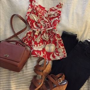 Anthropologie tank top- red and white