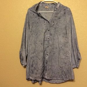 Blue denim button up
