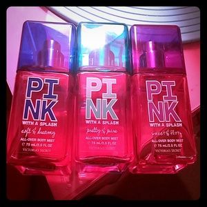 3 Pink 2.5 ounce bottles