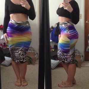 Multi colored body-con pencil skirt