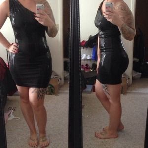 Black sequin one shouldered dress