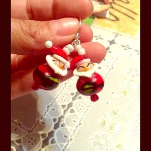 Santa glass earrings.