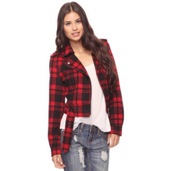 Jackets & Blazers - Cropped Flannel Jacket