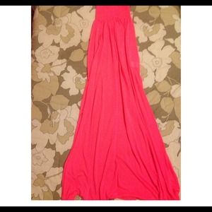 Pink tube top maxi dress with splitted sides