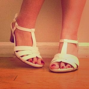 Croft&Borrow stacked heel sandals.