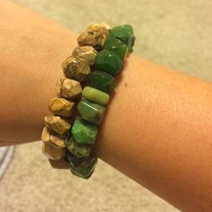 Tan and green rock bracelet