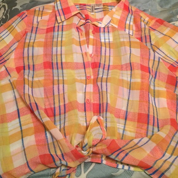 Sheer plaid shirt