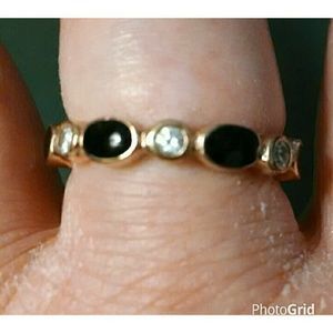 Vtg GF Synthetic Sapphire & Diamond Eternity Band