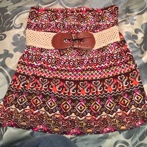 Strapless Aztec print shirt