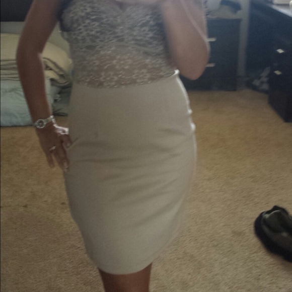 Vintage one of kind lace top tan sexy dress.