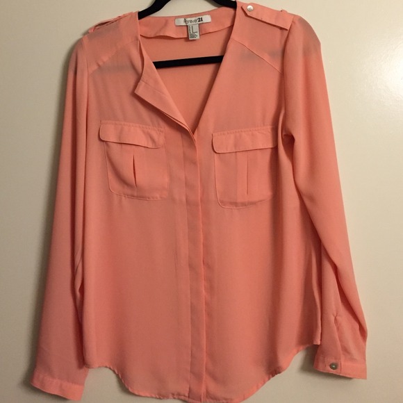 Forever 21 Pink Sheer Blouse - size medium