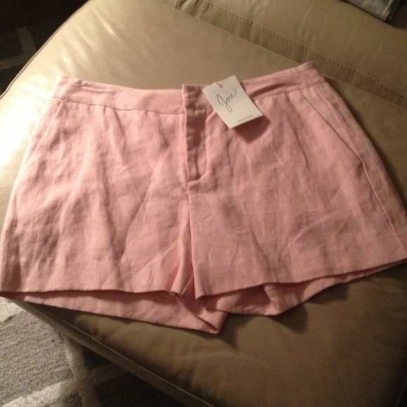 pink linen shorts