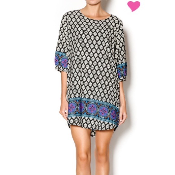 Sleeve shift tribal printed shift dress