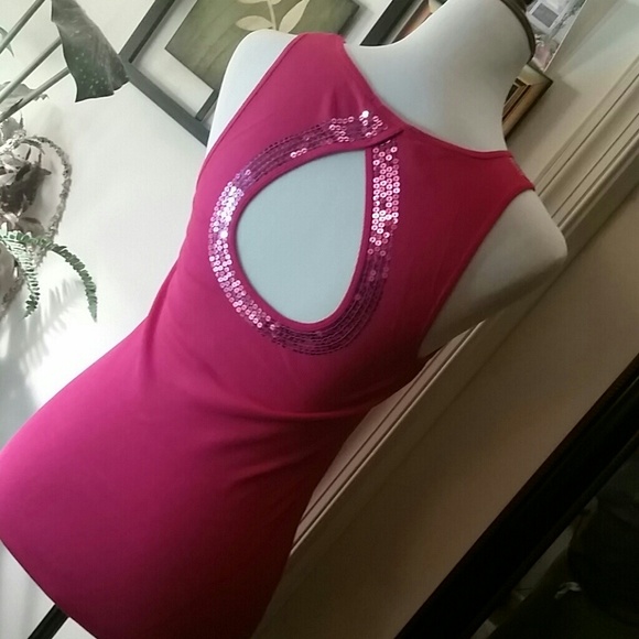 Express keyhole back sequined top