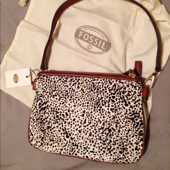 *FINAL SALE*Fossil calf hair double top zip purse