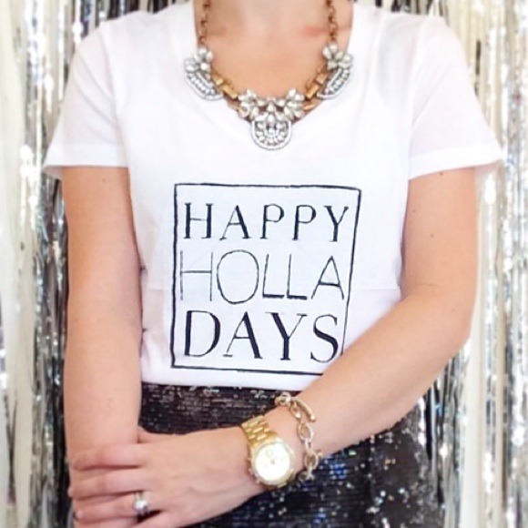Happy HOLLA Days Graphic Typographic Tee - Picture 2 of 4