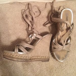 Classified beige laced wedges.