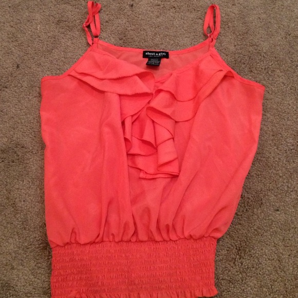 Coral Ruffle Tank Top
