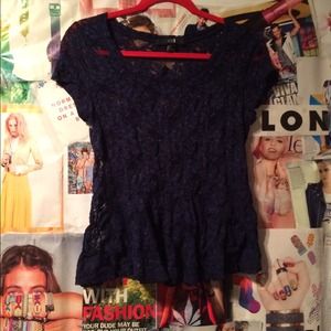 Navy blue lace peplum top