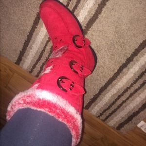 Red comfy boots