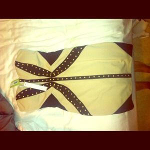 Tan and black studded dress