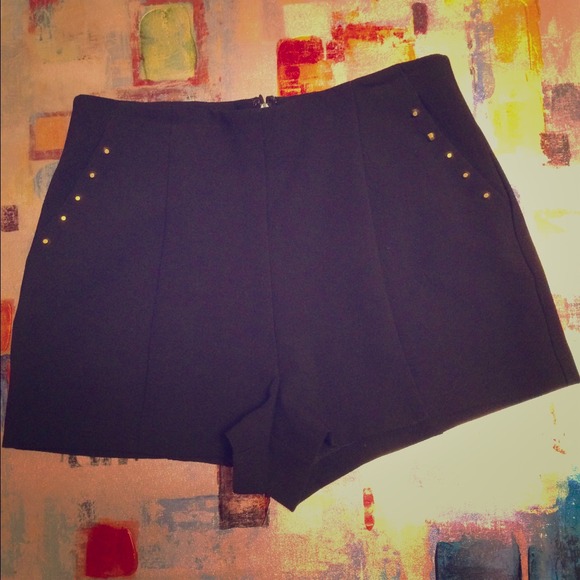 Black High Waist Shorts - Picture 1 of 4