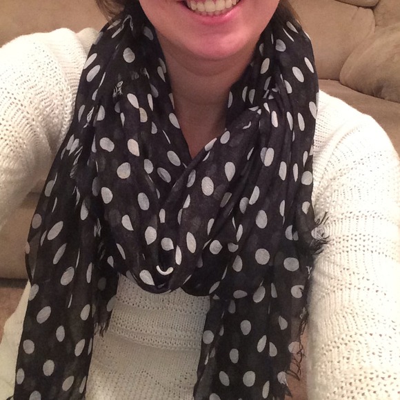 Black and White Polkadot Scarf