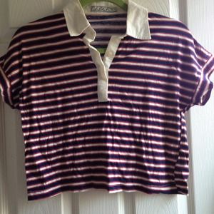 Striped polo cropped top size Sm