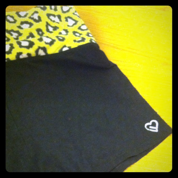 LLD Yellow Leopard Print Yoga Shorts