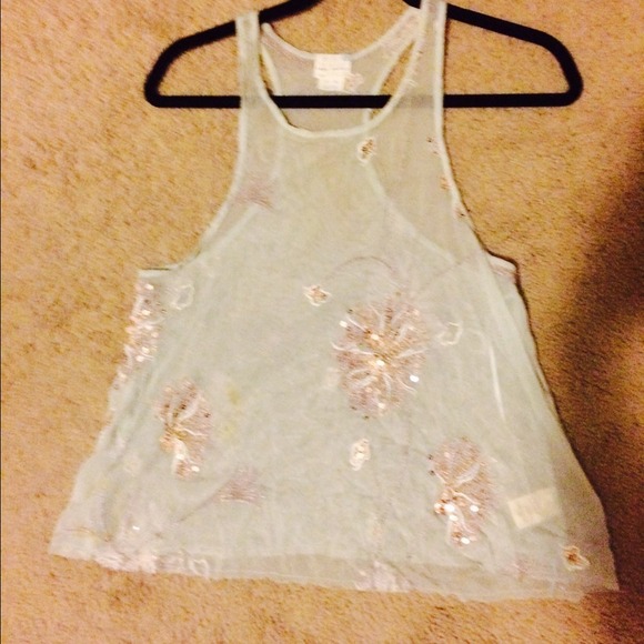 Fun Free people light blue and sequin tank!