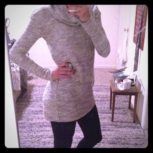 Grey and white cowl neck sweater