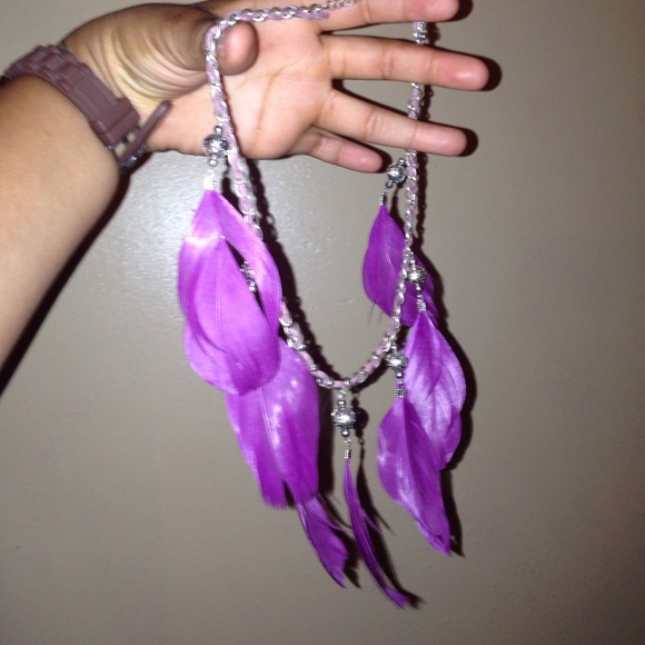 Purple feather necklace