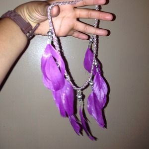 Purple feather necklace