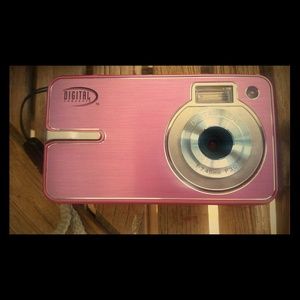 A hot pink digital camera