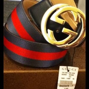 Gucci navy and red belt