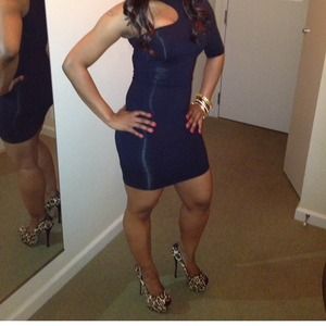 Bebe Cutout One Sleeve Dress