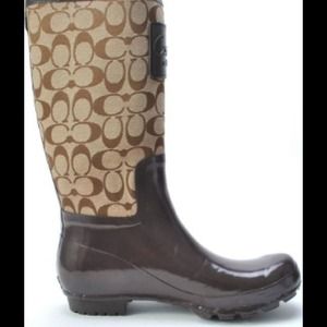 Brown coach rain boots