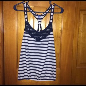 Navy blue and white striped tank top