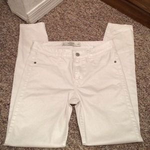 Sparkly white waxed A&F skinny jeans